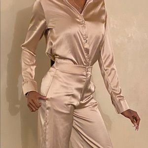 Two piece Champagne color pants suit